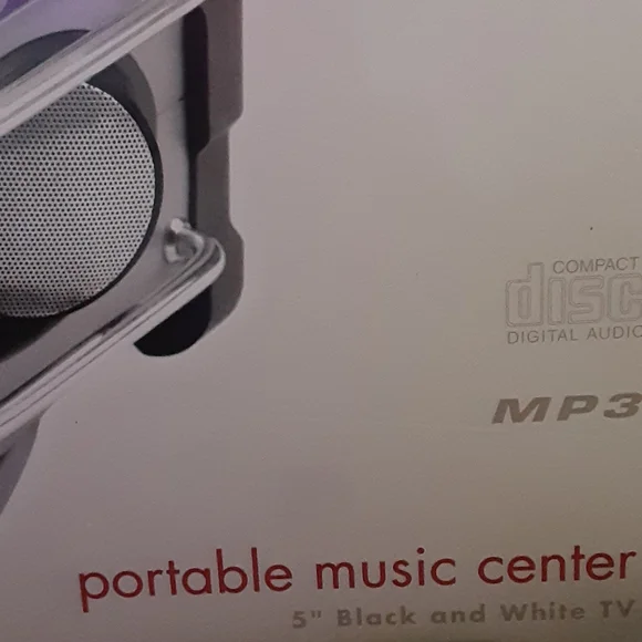Tech style portable music center 5" black and white TV